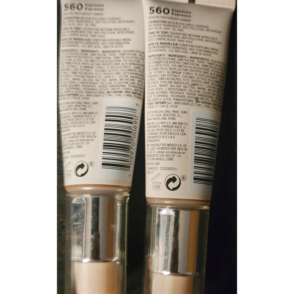 Revlon PhotoReady Candid Foundation 560 Espresso Anti-Pollution Lot of 2 0.75oz